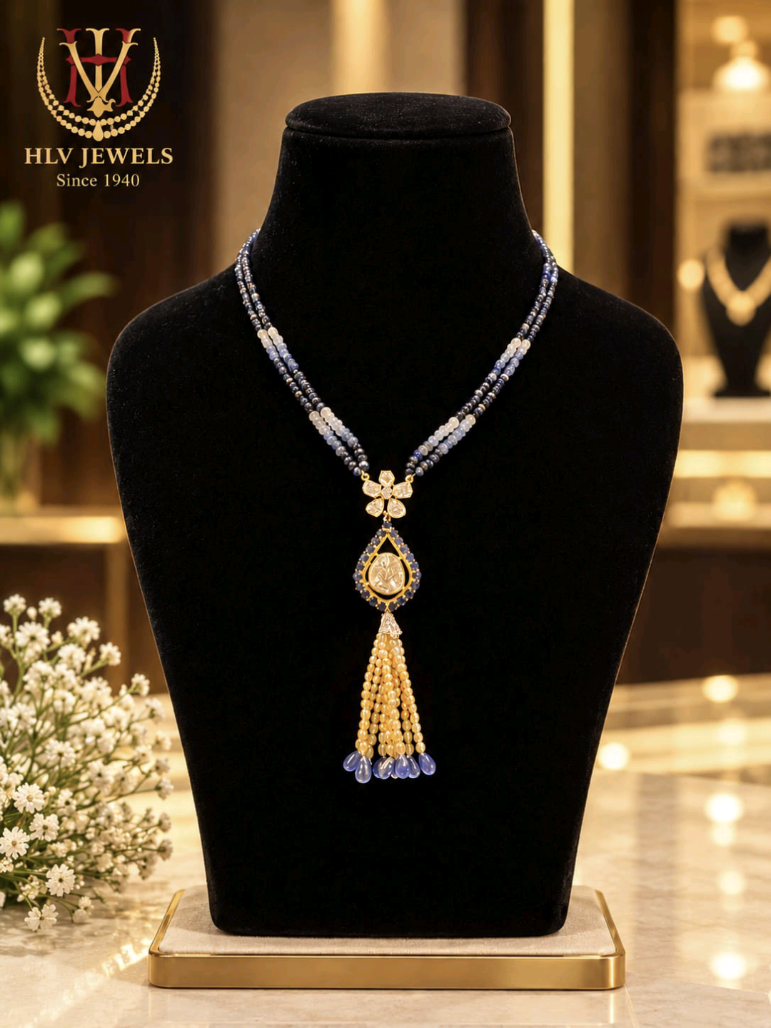IRAA Sapphire Tassel Necklace