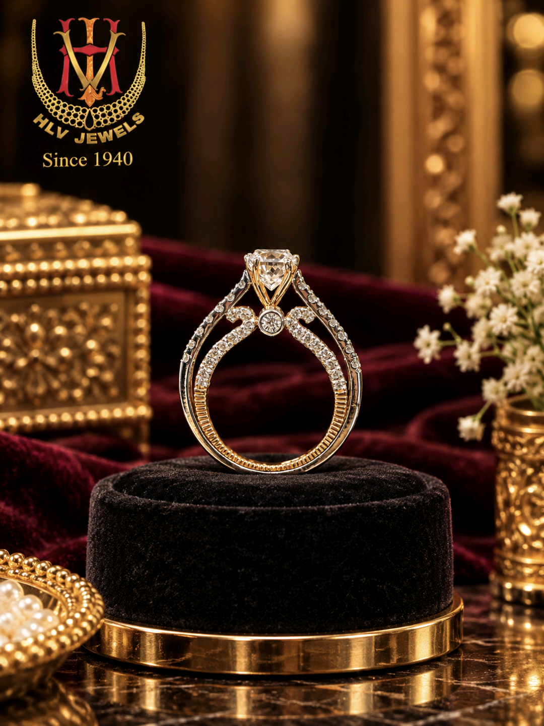 Sculpted Bypass Diamond Ring