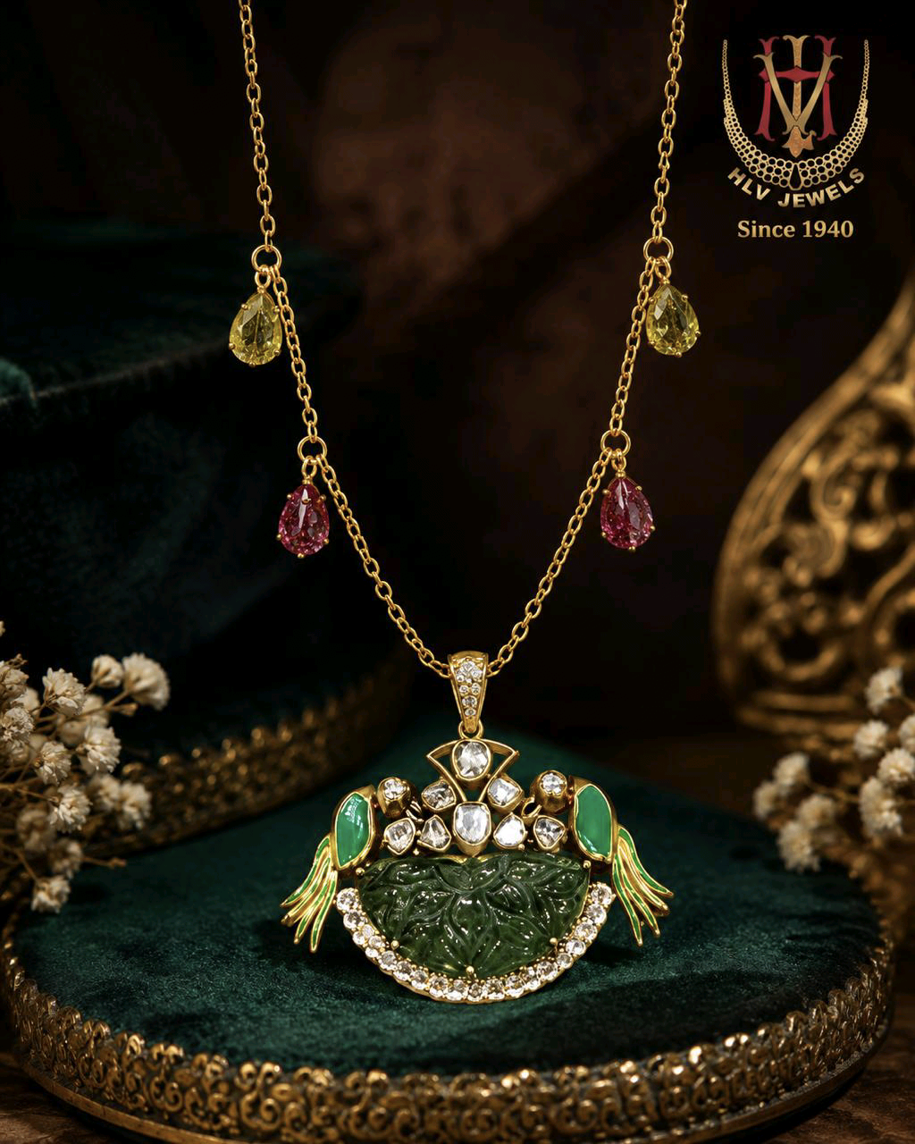 IRAA Carved Emerald Pendant
