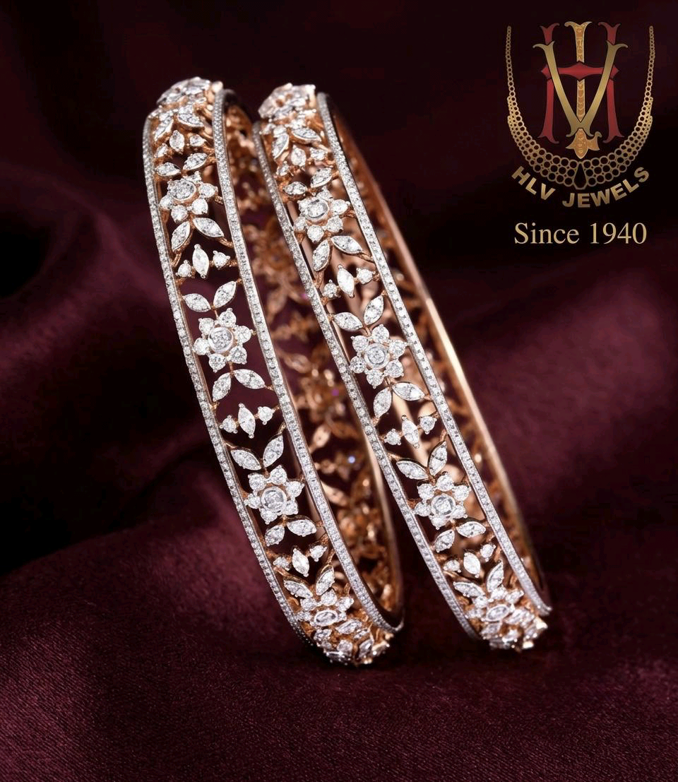 Rose Lattice Diamond Bangles