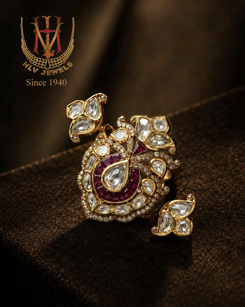 Polki Ring with Ruby & Diamond