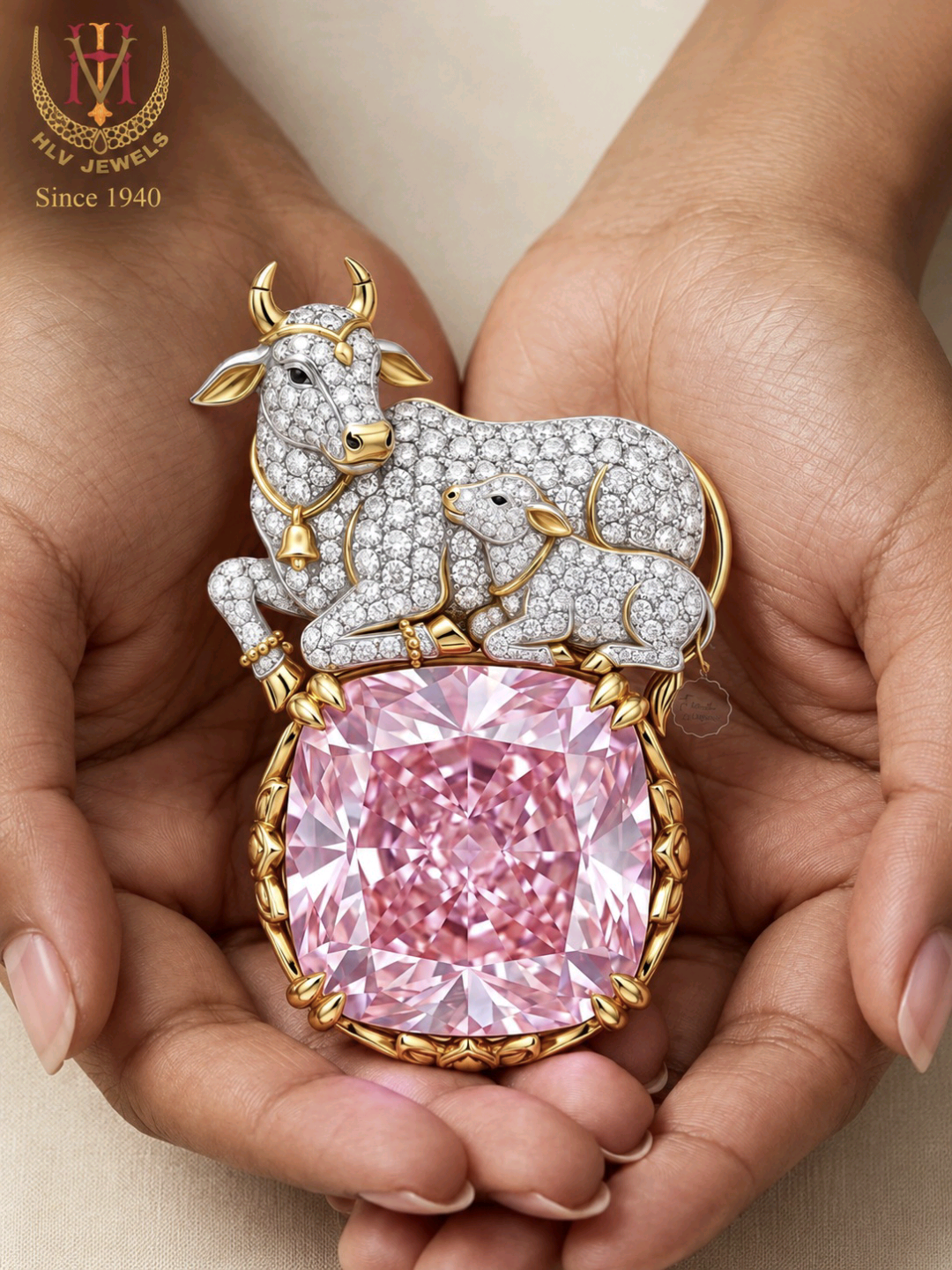 Sacred Cow & Calf Brooch