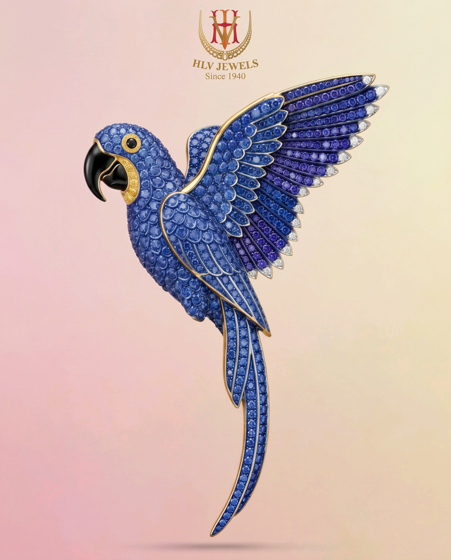 Sapphire Parrot Brooch