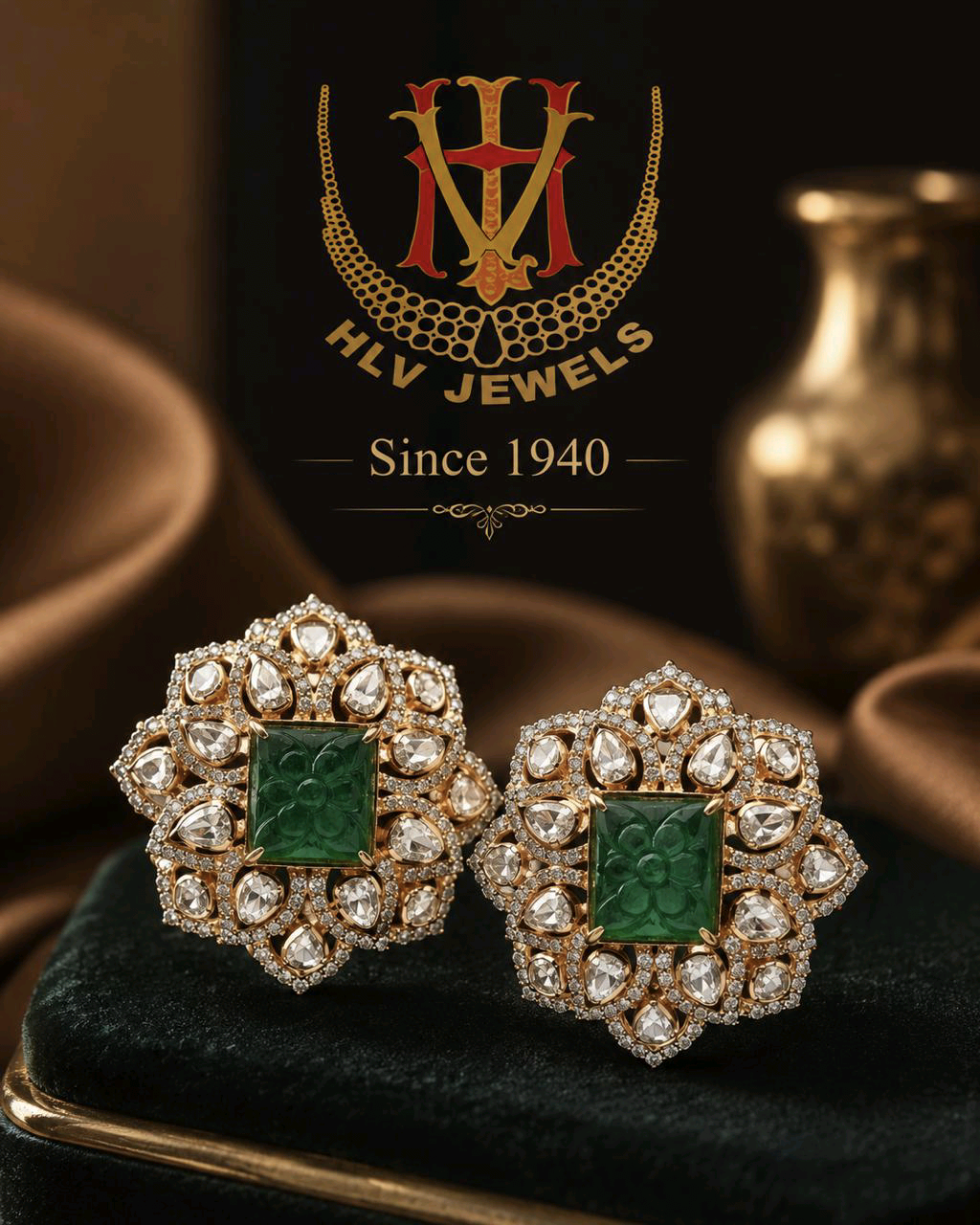 Earrings with Diamond & Emerald