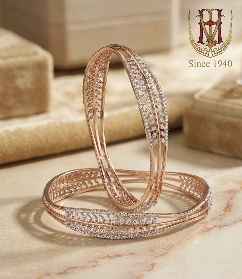 Rose Ribbon Diamond Bangles